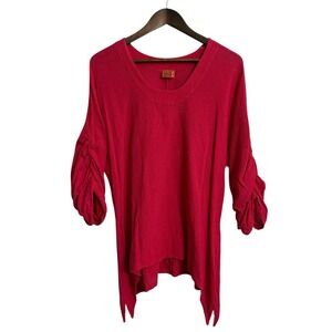 Oh My Gauze top womens L/XL pink cotton asymmetrical shark bite lagenlook resort